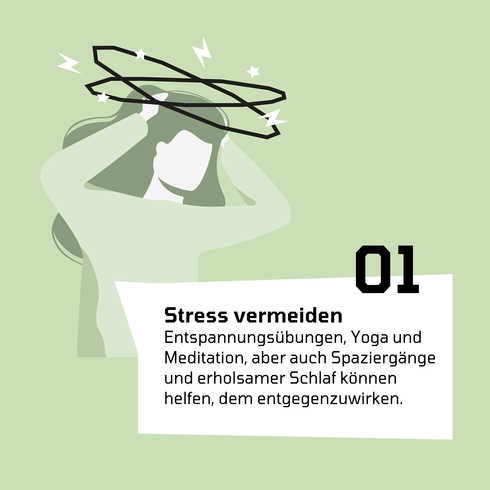 Grafik Migräne: Schmerzen lindern Die Grafik zeigt wie Stress vermeidbar ist bei Migräne.