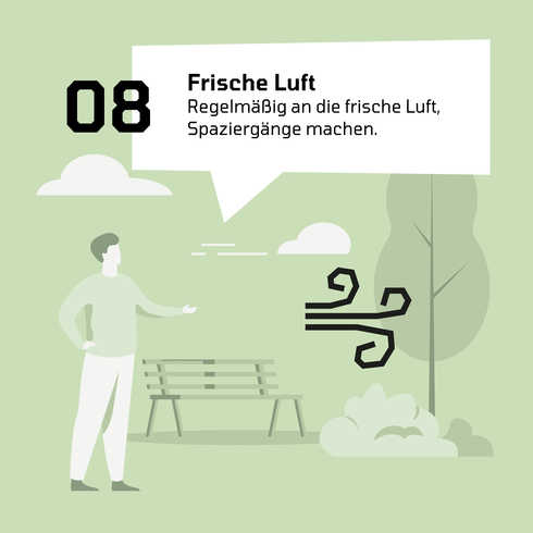 Die Grafik zeigt wie frische Luft Migräne hilft.