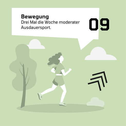 Die Grafik zeigt wie Bewegung bei Migräne helfen kann.