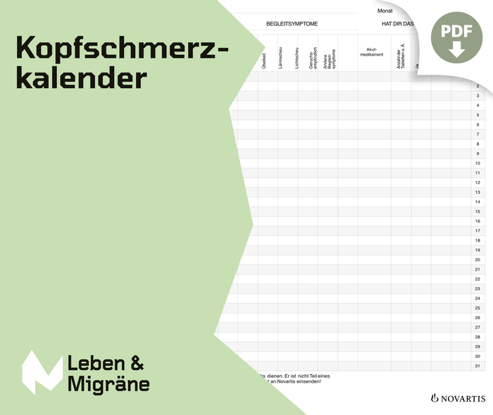 Der Kopfschmerzkalender auf der Leben und Migräne.