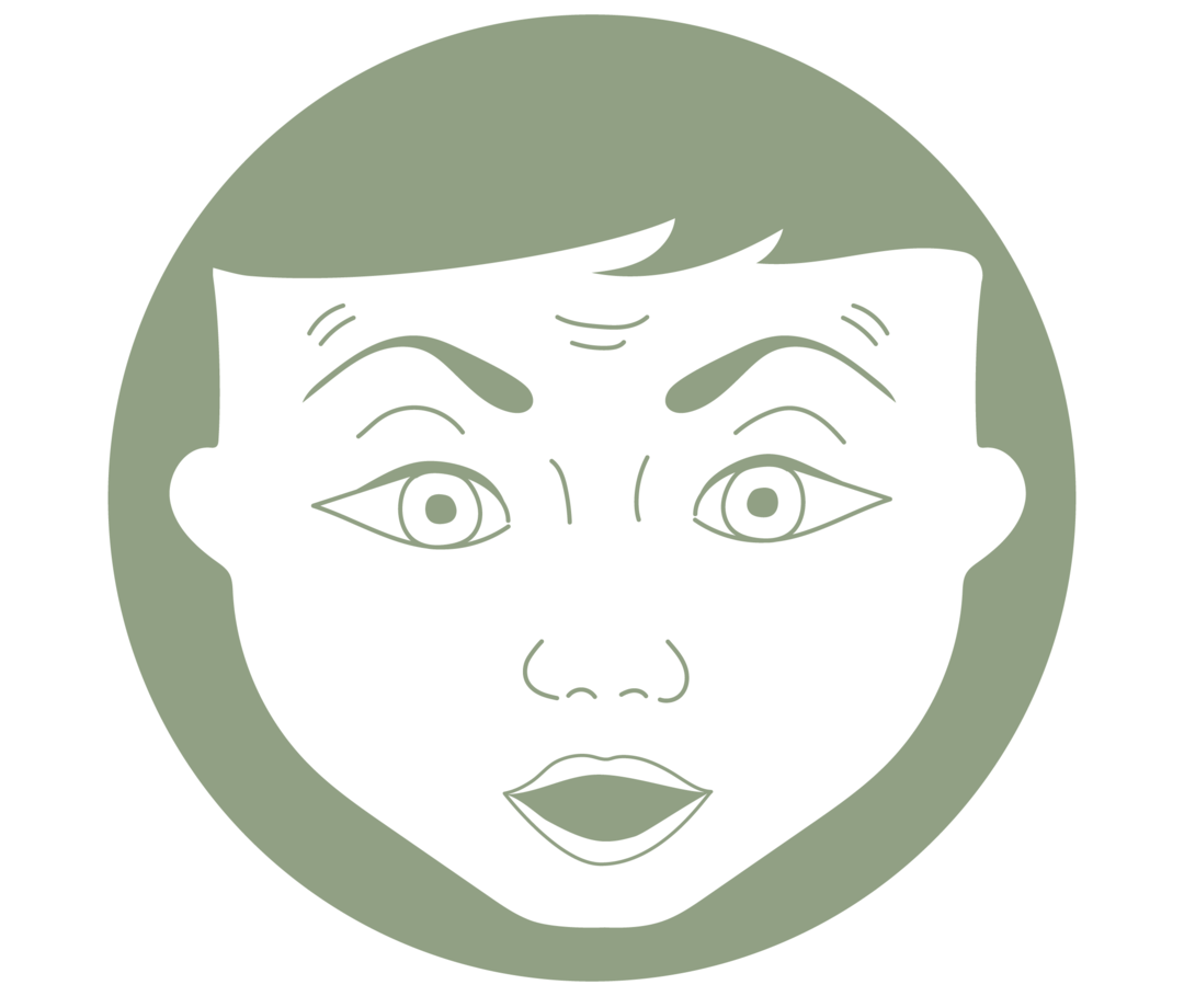 Eine Grafik veranschaulicht die Jacobsen Übung mit der Stirn.