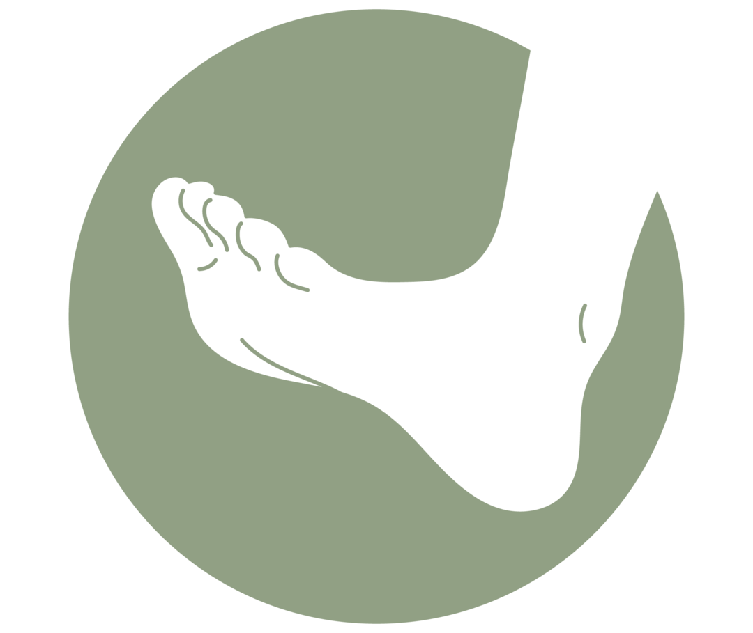 Eine Grafik veranschaulicht die Jacobsen Übung mit dem Fuß.