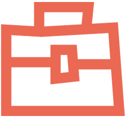 Migräne: Icon Koffer Stilisierter Koffer aus roten Linien